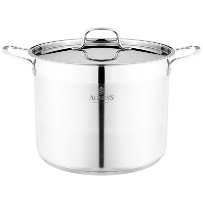 Кастрюля 28x24 14 л высококачественная нерж сталь 18/10 индукционное дно AGNESS 916-461