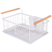 Сушилка для посуды с деревянными ручками белая 36*26*16,5 см (кор-6шт) AGNESS 917-100
