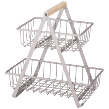 Корзина для фруктов с деревянной ручкой 27.5*17.5*29 см (кор=6шт) AGNESS 917-123