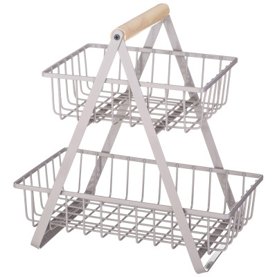 Корзина для фруктов с деревянной ручкой 27.5*17.5*29 см (кор=6шт) AGNESS 917-123