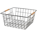 Корзина с деревянными ручками черная 31.5*30.5*15.5 см (кор=12шт) AGNESS 917-124