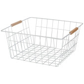 Корзина с деревянными ручками белая 31.5*30.5*15.5 см (кор=12шт) AGNESS 917-125