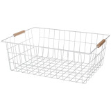 Корзина с деревянными ручками белая 42*30.5*15.5 см (кор=12шт) AGNESS 917-127