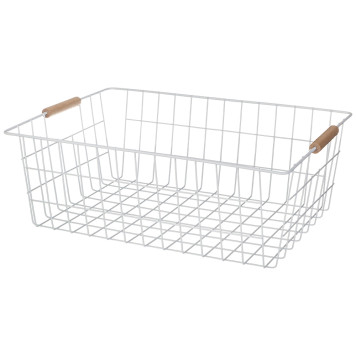 Корзина с деревянными ручками белая 42*30.5*15.5 см (кор=12шт) AGNESS 917-127