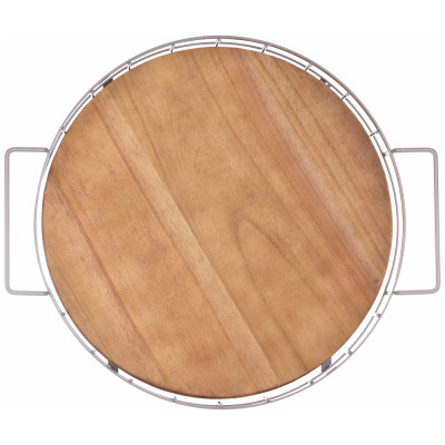 Поднос из дерева с металлическими ручками 40*35*7см цвет бежевый ( кор=8шт) AGNESS 917-133-1