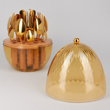 Набор столовых приборов на вращающейся подставке, 24пр, пвд покрытие AGNESS 922-021