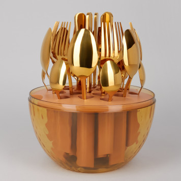 Набор столовых приборов на вращающейся подставке, 24пр, пвд покрытие AGNESS 922-021-3