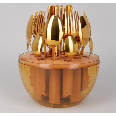 Набор столовых приборов на вращающейся подставке, 24пр, пвд покрытие AGNESS 922-021-3