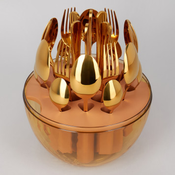 Набор столовых приборов на вращающейся подставке, 24пр, пвд покрытие AGNESS 922-021-4