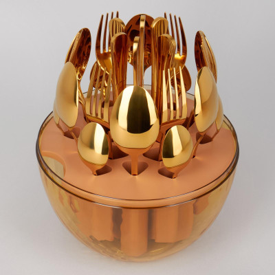 Набор столовых приборов на вращающейся подставке, 24пр, пвд покрытие AGNESS 922-021-4