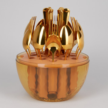 Набор столовых приборов на вращающейся подставке, 24пр., сталь 18/10, пвд покрытие AGNESS 922-023-2