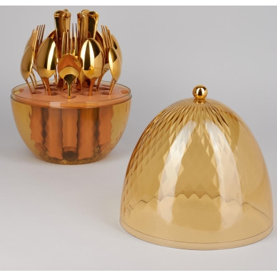 Набор столовых приборов на вращающейся подставке, 24пр., сталь 18/10, пвд покрытие AGNESS 922-023