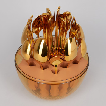 Набор столовых приборов на вращающейся подставке, 24пр., сталь 18/10, пвд покрытие AGNESS 922-023-4