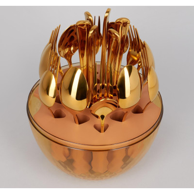 Набор столовых приборов на вращающейся подставке, 24пр., сталь 18/10, пвд покрытие AGNESS 922-023-4