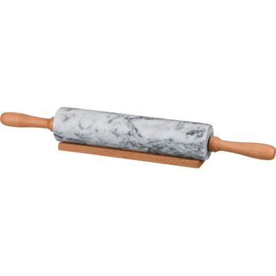 Скалка мраморная с деревянными ручками длина=46 см диаметр=6 см (кор=6шт.) AGNESS 925-108