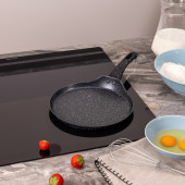 Сковорода блинная с антипригарным покрытием "BLACK MARBLE", 22х2см, индукционное дно AGNESS 932-522