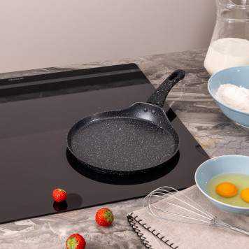 Сковорода блинная с антипригарным покрытием "BLACK MARBLE", 22х2см, индукционное дно AGNESS 932-522