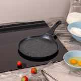 Сковорода блинная с антипригарным покрытием "BLACK MARBLE", 24х2см, индукционное дно AGNESS 932-523