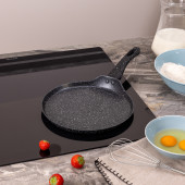 Сковорода блинная с антипригарным покрытием "BLACK MARBLE", 24х2см, индукционное дно AGNESS 932-523