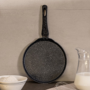 Сковорода блинная с антипригарным покрытием "BLACK MARBLE", 24х2см, индукционное дно AGNESS 932-523-1