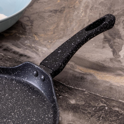 Сковорода блинная с антипригарным покрытием "BLACK MARBLE", 24х2см, индукционное дно AGNESS 932-523-2