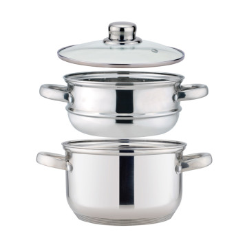 Кастрюля-пароварка 2-х ярусная, 3 предмета, серия " CLASSIC" диаметр=18см, 2, 5л (кор=4шт.) AGNESS 933-500-2