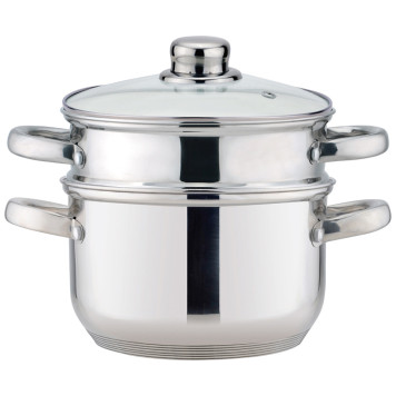 Кастрюля-пароварка 2-х ярусная, 3 предмета, серия " CLASSIC" диаметр=18см, 2, 5л (кор=4шт.) AGNESS 933-500