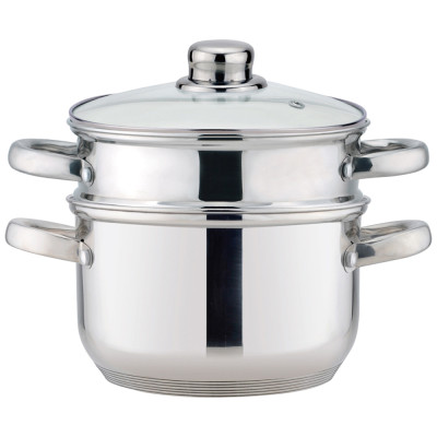 Кастрюля-пароварка 2-х ярусная, 3 предмета, серия " CLASSIC" диаметр=18см, 2, 5л (кор=4шт.) AGNESS 933-500