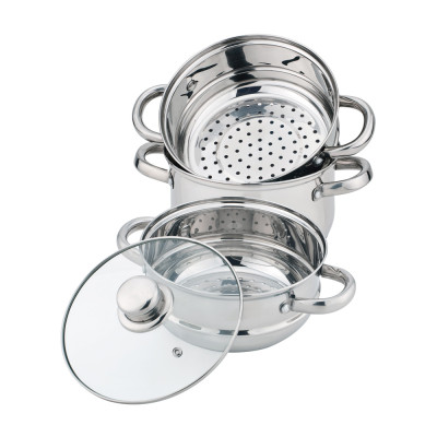 Кастрюля-пароварка 3-х ярусная, 4 предмета, серия " CLASSIC" диаметр=18см, 2, 5л (кор=4шт.) AGNESS 933-501-1