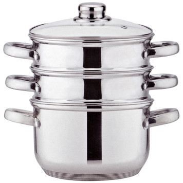 Кастрюля-пароварка 3-х ярусная, 4 предмета, серия " CLASSIC" диаметр=18см, 2, 5л (кор=4шт.) AGNESS 933-501