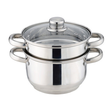 Кастрюля-пароварка 2-х ярусная, 3 предмета, серия " CLASSIC" диаметр=20см, 3, 2л (кор=4шт.) AGNESS 933-503