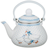 Чайник эмалированны со съемным фильтром из нжс, серия "ГУСИ" 1,3 л. (кор=8шт.) AGNESS 934-346