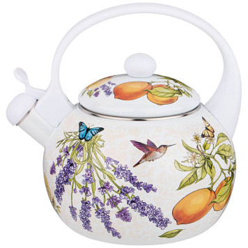Чайник эмалированный со свистком, серия "ПРОВАНС ЛИМОНЫ"2,2л, индукционное дно AGNESS 934-384