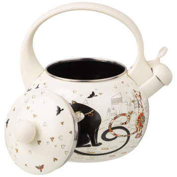 Чайник эмалированный со свистком, серия "ПАРИЖСКИЕ КОТЫ" 2,2л, индукционное дно AGNESS 934-394-1