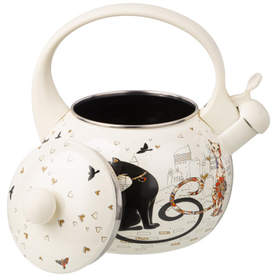 Чайник эмалированный со свистком, серия "ПАРИЖСКИЕ КОТЫ" 2,2л, индукционное дно AGNESS 934-394-1
