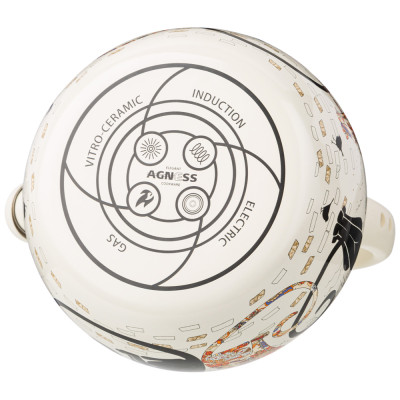 Чайник эмалированный со свистком, серия "ПАРИЖСКИЕ КОТЫ" 2,2л, индукционное дно AGNESS 934-394-3