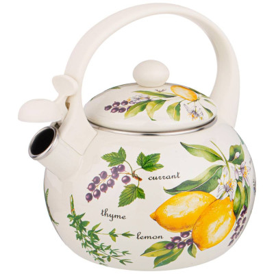 Чайник эмалированный со свистком, серия " СЕКРЕТНЫЕ ИНГРЕДИЕНТЫ" 2,2л, индукционное дно AGNESS 934-424-1