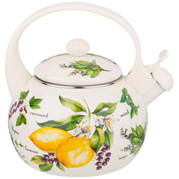 Чайник эмалированный со свистком, серия " СЕКРЕТНЫЕ ИНГРЕДИЕНТЫ" 2,2л, индукционное дно AGNESS 934-424-2
