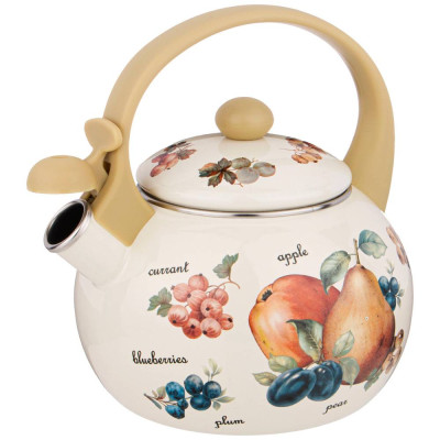 Чайник эмалированный со свистком, серия "ФРУКТЫ" 2,2л, индукционное дно AGNESS 934-429-1