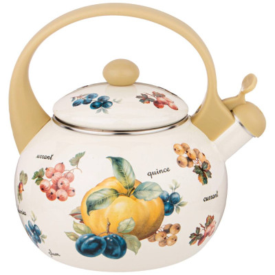 Чайник эмалированный со свистком, серия "ФРУКТЫ" 2,2л, индукционное дно AGNESS 934-429-2