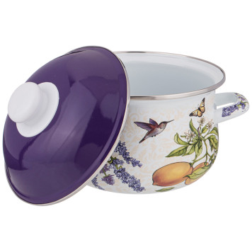 Кастрюля эмалированная с эмал.крышкой серия "ПРОВАНС ЛИМОНЫ" 2.0 л, 18*11 см AGNESS 934-546-1