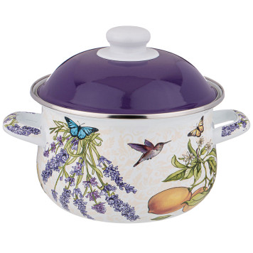 Кастрюля эмалированная с эмал.крышкой серия "ПРОВАНС ЛИМОНЫ" 2.0 л, 18*11 см AGNESS 934-546