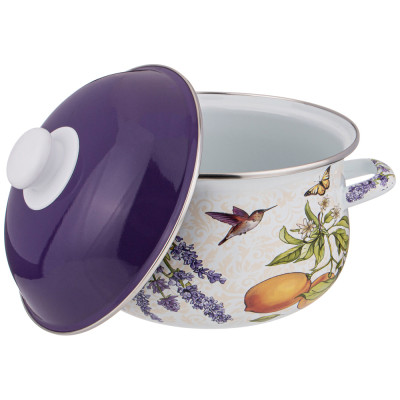 Кастрюля эмалированная с эмал.крышкой серия "ПРОВАНС ЛИМОНЫ" 2.8 л, 20*12 см AGNESS 934-547-1