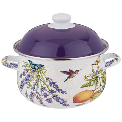 Кастрюля эмалированная с эмал.крышкой серия "ПРОВАНС ЛИМОНЫ" 2.8 л, 20*12 см AGNESS 934-547