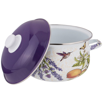 Кастрюля эмалированная с эмал.крышкой серия "ПРОВАНС ЛИМОНЫ" 3.6 л, 22*13 см AGNESS 934-548-1