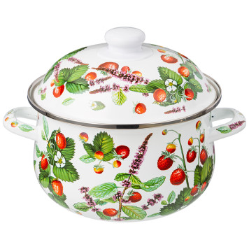 Кастрюля эмалированная с эмал.крышкой серия "ФРУКТОВАЯ КОРЗИНА", 2.8 л, 20*12 см AGNESS 934-562