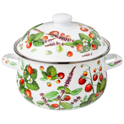 Кастрюля эмалированная с эмал.крышкой серия "ФРУКТОВАЯ КОРЗИНА", 2.8 л, 20*12 см AGNESS 934-562