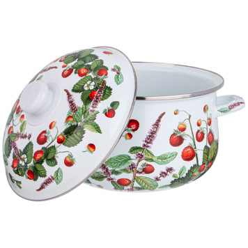 Кастрюля эмалированная с эмал.крышкой серия "ФРУКТОВАЯ КОРЗИНА", 5.0 л, 24*14 см AGNESS 934-564-1