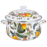 Кастрюля эмалированная с эмал.крышкой серия "ФРУКТОВАЯ КОРЗИНА", 5.0 л, 24*14 см AGNESS 934-584