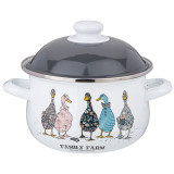 Кастрюля эмалированная с эмал.крышкой серия "FAMILY FARM", 2.0 л, 18*11 см AGNESS 934-621